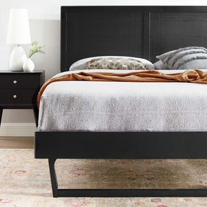 Modway Furniture Marlee Wood Full Platform Bed with Mid-Century Angular Frame for Stylish Bedroom Support and Comfort Black MOD-6625-BLK