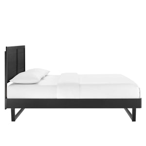 Modway Furniture Marlee Wood Full Platform Bed with Mid-Century Angular Frame for Stylish Bedroom Support and Comfort Black MOD-6625-BLK