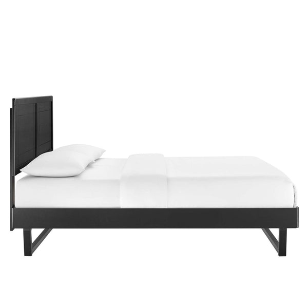Modway Furniture Marlee Wood Full Platform Bed with Mid-Century Angular Frame for Stylish Bedroom Support and Comfort Black MOD-6625-BLK