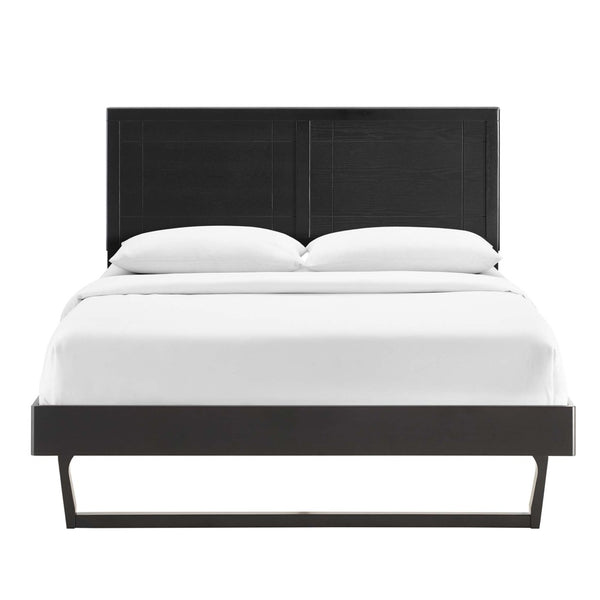 Modway Furniture Marlee Wood Full Platform Bed with Mid-Century Angular Frame for Stylish Bedroom Support and Comfort Black MOD-6625-BLK