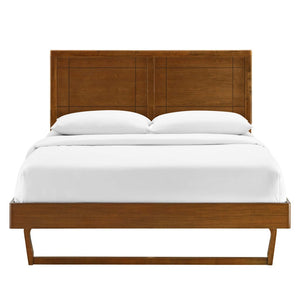 Modway Furniture Marlee Wood Twin Platform Bed - Mid-Century Modern Angular Frame with Support & Style - Walnut Finish MOD-6627-WAL
