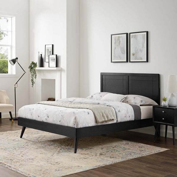 Modway Furniture Marlee Wood Full Platform Bed with Mid-Century Design and Sturdy Support for Modern Bedrooms Black MOD-6628-BLK