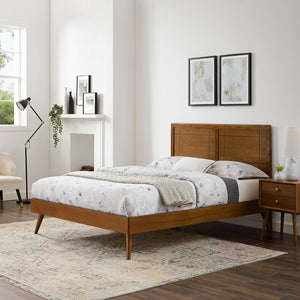 Modway Furniture Marlee Wood Full Platform Bed with Mid-Century Design and Sturdy Support for Modern Bedrooms Walnut MOD-6628-WAL