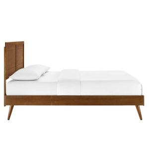 Modway Furniture Marlee Wood King Platform Bed with Retro Window-Pane Headboard and Durable Slatted Support System Walnut MOD-6629-WAL