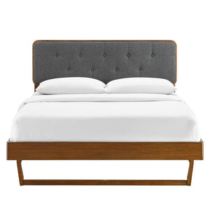 Modway Furniture Bridgette Wood King Platform Bed - Mid-Century Modern Design with Tufted Headboard and Supportive Frame Walnut Charcoal MOD-6644-WAL-CHA