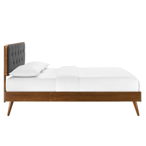 Modway Furniture Bridgette Full Platform Bed with Button-Tufted Headboard and Sturdy Splayed Legs for Modern Charm Walnut Charcoal MOD-6646-WAL-CHA