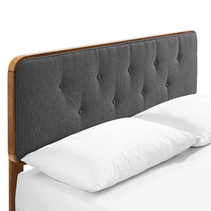 Modway Furniture Bridgette Full Platform Bed with Button-Tufted Headboard and Sturdy Splayed Legs for Modern Charm Walnut Charcoal MOD-6646-WAL-CHA