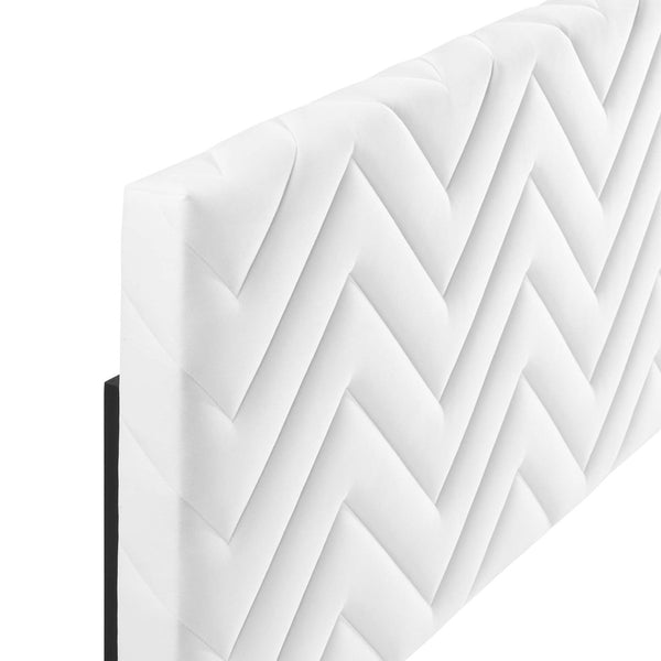 Modway Furniture Mercy Chevron Tufted Performance Velvet Twin Headboard – Stylish, Stain-Resistant, Height-Adjustable Design MOD-6658-WHI