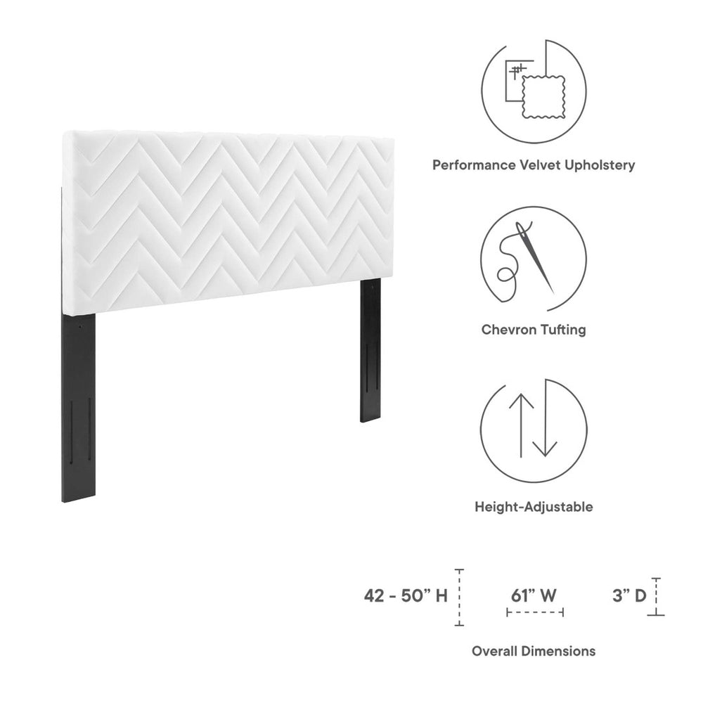 Modway Furniture Mercy Chevron Tufted Performance Velvet Twin Headboard – Stylish, Stain-Resistant, Height-Adjustable Design MOD-6658-WHI
