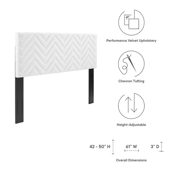 Modway Furniture Mercy Chevron Tufted Performance Velvet Twin Headboard – Stylish, Stain-Resistant, Height-Adjustable Design MOD-6658-WHI