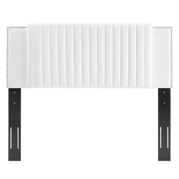 Modway Furniture Felicity Channel Tufted Velvet Twin Headboard - Adjustable Height, Stain-Resistant Glam Design MOD-6661-WHI