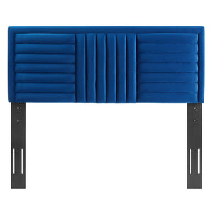 Modway Furniture Believe Channel Tufted Performance Velvet Headboard for Full/Queen Beds - Glamorous Modern Design Navy MOD-6665-NAV