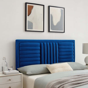 Modway Furniture Believe Channel Tufted Performance Velvet Headboard for Full/Queen Beds - Glamorous Modern Design Navy MOD-6665-NAV