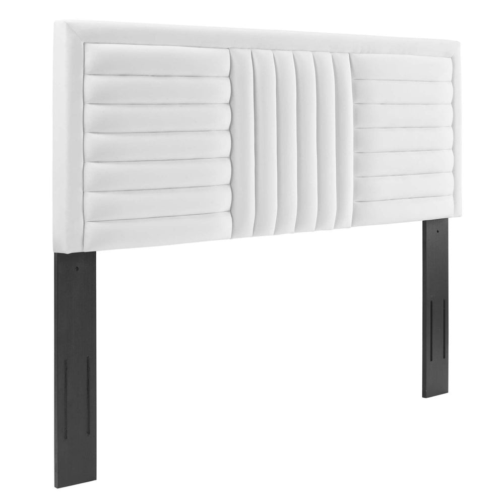 Modway Furniture Believe Channel Tufted Velvet Headboard for King/California King Beds - Stylish, Durable & Chic MOD-6666-WHI