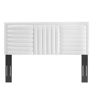 Modway Furniture Believe Channel Tufted Velvet Headboard for King/California King Beds - Stylish, Durable & Chic MOD-6666-WHI