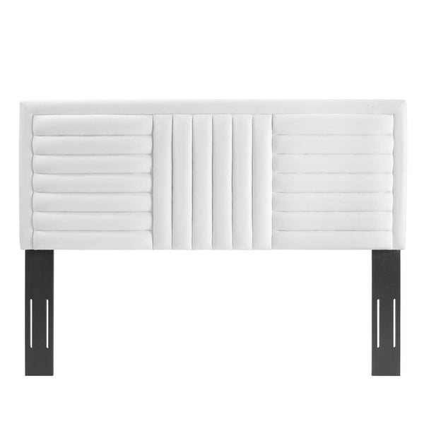 Modway Furniture Believe Channel Tufted Velvet Headboard for King/California King Beds - Stylish, Durable & Chic MOD-6666-WHI