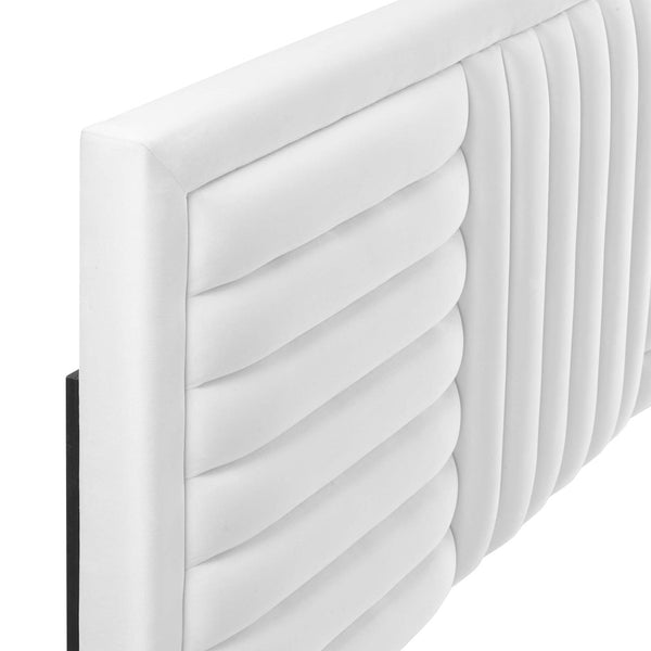 Modway Furniture Believe Channel Tufted Velvet Headboard for King/California King Beds - Stylish, Durable & Chic MOD-6666-WHI