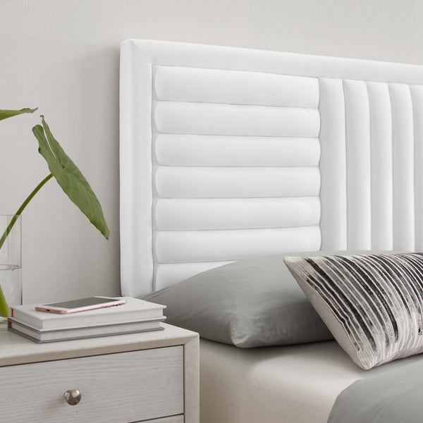 Modway Furniture Believe Channel Tufted Velvet Headboard for King/California King Beds - Stylish, Durable & Chic MOD-6666-WHI