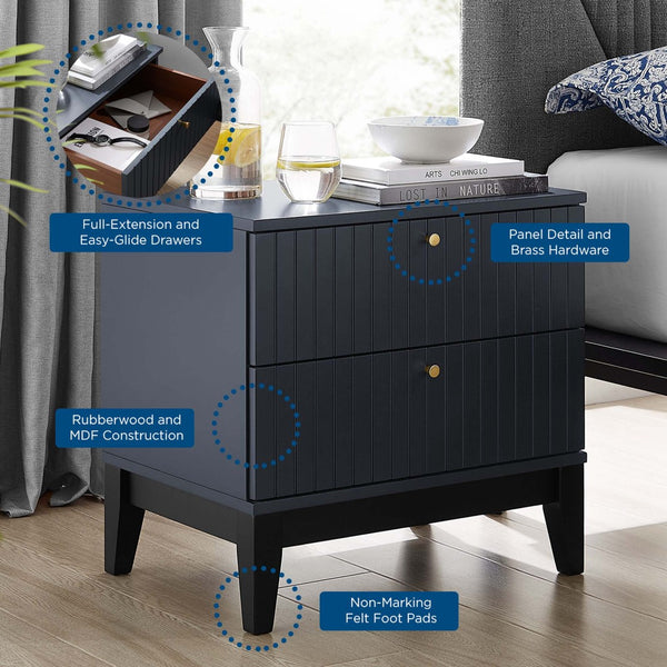 Modway Furniture Dakota Nightstand - Versatile Mid-Century Modern Table with Ample Storage & Clean Lines in Blue MOD-6671-BLU