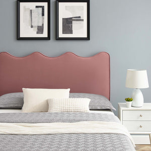 Modway Furniture Current Performance Velvet Twin Platform Bed - Coastal-Inspired Elegance with Durable Comfort & Style Dusty Rose MOD-6729-DUS