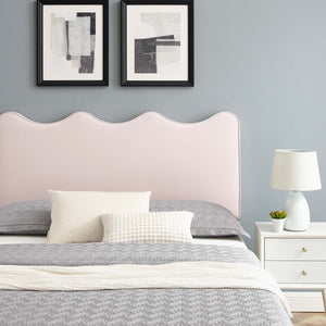 Modway Furniture Current Performance Velvet Full Platform Bed - Coastal-Inspired Design with Scalloped Headboard Pink MOD-6732-PNK
