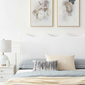 Modway Furniture Current Performance Velvet Queen Platform Bed by Modway - Elegant Coastal Design for Modern Bedrooms White MOD-6734-WHI