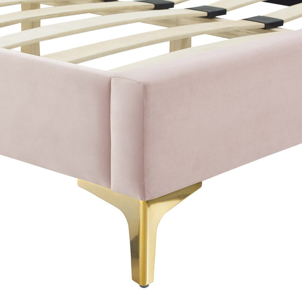Modway Furniture Gwyneth Tufted Performance Velvet Queen Platform Bed by Modway - Glamorous Elegance for Your Bedroom Pink MOD-6751-PNK