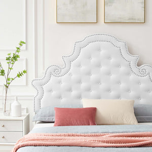 Modway Furniture Gwyneth Tufted Performance Velvet Queen Platform Bed by Modway - Glamorous Elegance for Your Bedroom White MOD-6751-WHI