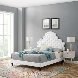Modway Furniture Gwyneth Tufted Performance Velvet Twin Bed - Elegant, Durable, and Stylish for Modern Living Spaces MOD-6756-WHI