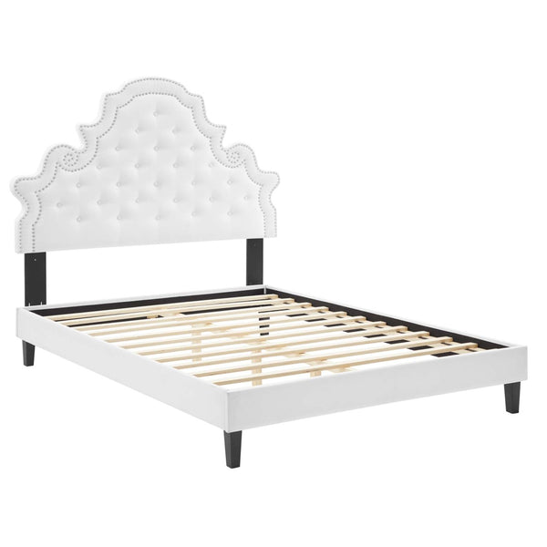 Modway Furniture Gwyneth Tufted Performance Velvet Twin Bed - Elegant, Durable, and Stylish for Modern Living Spaces MOD-6756-WHI