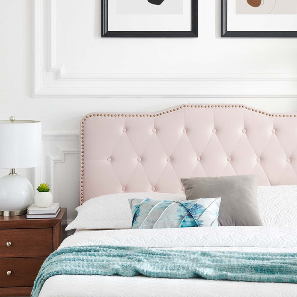 Modway Furniture Amber Performance Velvet Twin Platform Bed - Glam Deco Design with Sturdy Support and Comfort Pink MOD-6780-PNK