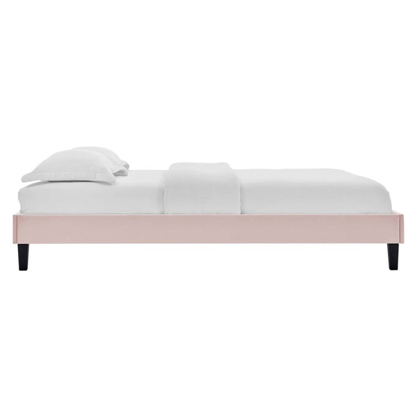 Modway Furniture Amber Performance Velvet Twin Platform Bed - Glam Deco Design with Sturdy Support and Comfort Pink MOD-6780-PNK