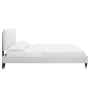 Modway Furniture Peyton Channel Tufted Performance Velvet Full Platform Bed – Glam Deco Style with Comfort & Durability MOD-6869-WHI