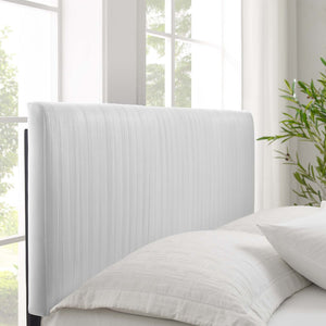 Modway Furniture Peyton Channel Tufted Performance Velvet Full Platform Bed - Glam Deco Style & Durable Support MOD-6870-WHI