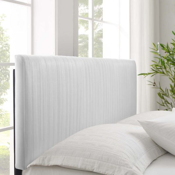 Modway Furniture Peyton Channel Tufted Performance Velvet Full Platform Bed - Glam Deco Style & Durable Support MOD-6870-WHI