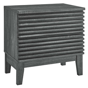 Modway Furniture Render Two-Drawer Nightstand by Modway - Stylish Mid-Century Design for Modern Bedrooms and Living Spaces Charcoal MOD-6964-CHA