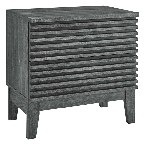 Modway Furniture Render Two-Drawer Nightstand by Modway - Stylish Mid-Century Design for Modern Bedrooms and Living Spaces Charcoal MOD-6964-CHA