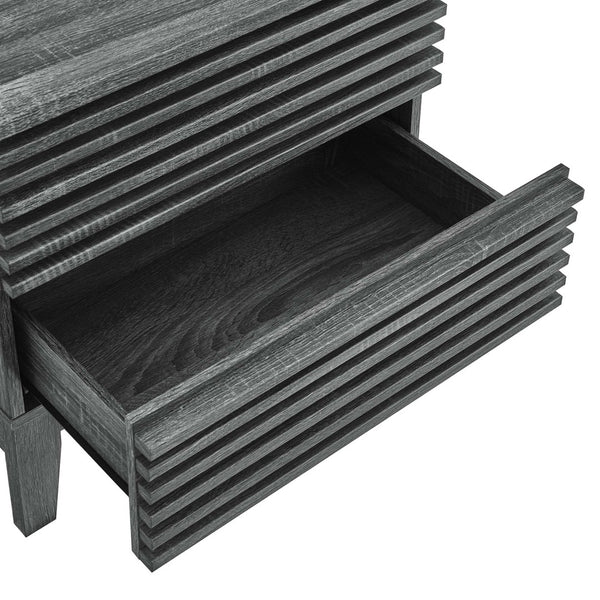 Modway Furniture Render Two-Drawer Nightstand by Modway - Stylish Mid-Century Design for Modern Bedrooms and Living Spaces Charcoal MOD-6964-CHA