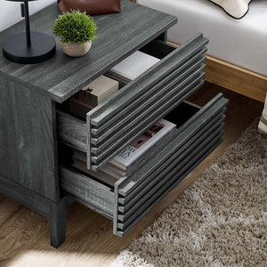 Modway Furniture Render Two-Drawer Nightstand by Modway - Stylish Mid-Century Design for Modern Bedrooms and Living Spaces Charcoal MOD-6964-CHA