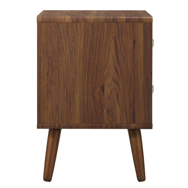 Modway Furniture Transmit 2-Drawer Nightstand - Mid-Century Modern Walnut Finish with White Lacquer Drawers MOD-7017-WAL-WHI