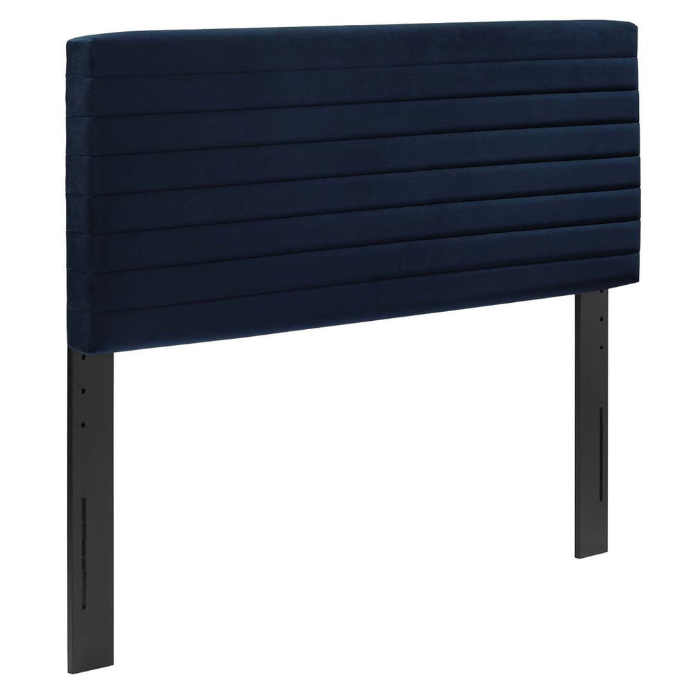 Modway Furniture Tranquil Full/Queen Headboard by Modway - Stylish Velvet Upholstered Design for Modern Bedrooms Midnight Blue MOD-7024-MID