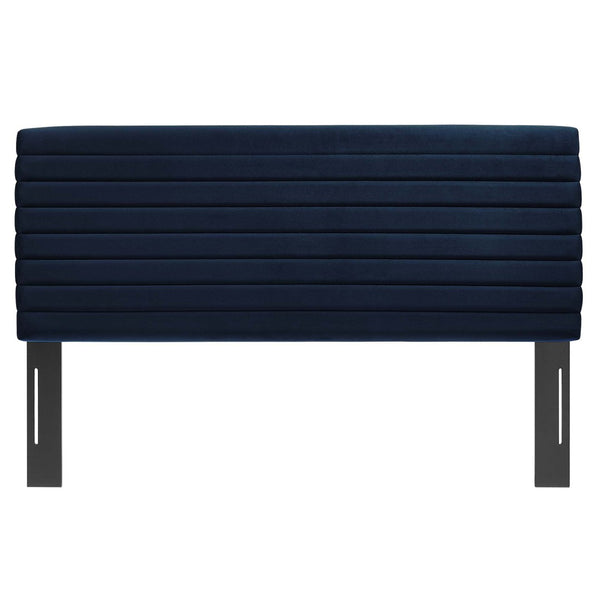 Modway Furniture Tranquil Full/Queen Headboard by Modway - Stylish Velvet Upholstered Design for Modern Bedrooms Midnight Blue MOD-7024-MID