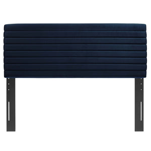 Modway Furniture Tranquil Full/Queen Headboard by Modway - Stylish Velvet Upholstered Design for Modern Bedrooms Midnight Blue MOD-7024-MID