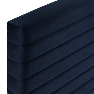 Modway Furniture Tranquil Full/Queen Headboard by Modway - Stylish Velvet Upholstered Design for Modern Bedrooms Midnight Blue MOD-7024-MID