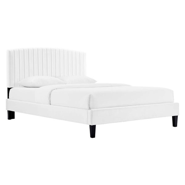 Modway Furniture Alessi Performance Velvet Full Platform Bed - Luxurious Tufted Design with Sturdy Support & Style MOD-7037-WHI