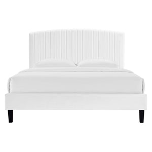 Modway Furniture Alessi Performance Velvet Full Platform Bed - Luxurious Tufted Design with Sturdy Support & Style MOD-7037-WHI