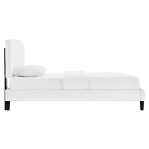 Modway Furniture Alessi Performance Velvet Twin Platform Bed with Arched Headboard - Chic, Stylish & Durable Design MOD-7041-WHI