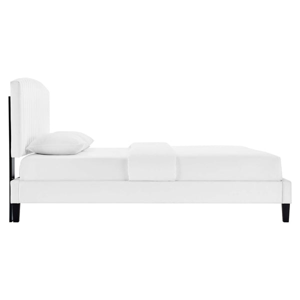 Modway Furniture Alessi Performance Velvet Twin Platform Bed with Arched Headboard - Chic, Stylish & Durable Design MOD-7041-WHI