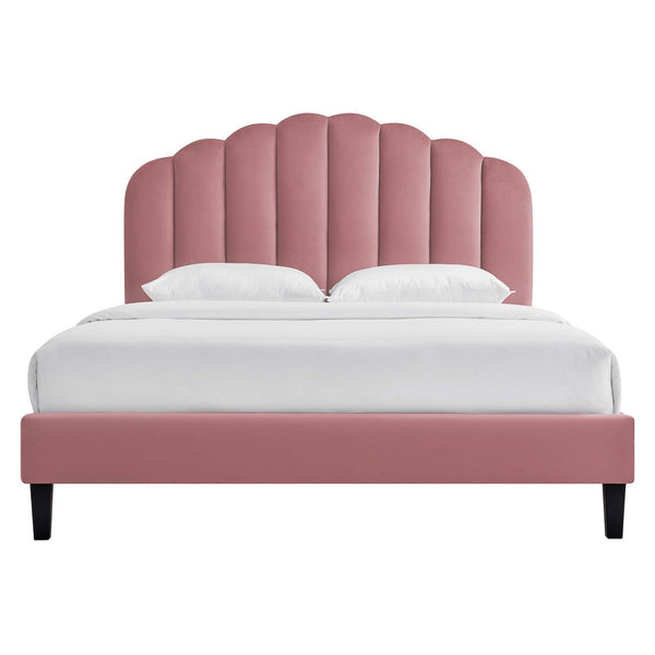 Modway Furniture Daisy Channel Tufted Performance Velvet Twin Platform Bed – Glamorous Deco Style & Durability Dusty Rose MOD-7043-DUS