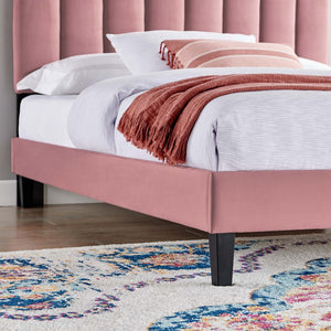 Modway Furniture Daisy Channel Tufted Performance Velvet Twin Platform Bed – Glamorous Deco Style & Durability Dusty Rose MOD-7043-DUS